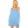 Miniatyrbillede 4 af 5: Kvinde Romantisk Off Shoulder Flounce Langærmet Bryllup Ruffle Mesh
