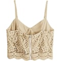 Miniatyrbilde 2 av 5: Kvinners Casual Blonder Heklet Spaghetti Stropp Glidelås Opp Cami Crop Top Camisole Liten
