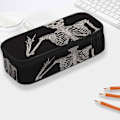 Miniatyrbilde 6 av 6: Humn Skeleton Posing n Bg Rock Roll Skull Boho Hippie Lrge ncil Cse Big Cpcity ncil Pouch ncil Holder Blck MultiColor-15 MultiColor-A15