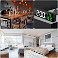 Miniatyrbild 9 av 9: Digital väckarklocka för vardagsrum, kontor, sovrumsdekor, LED elektronisk klocka, datum, temperaturvisning, modern skrivbordsklocka, automatisk ljusstyrka, svart