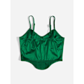 Miniatyrbilde 2 av 5: Kvinners asymmetrisk hem spaghetti stropp buet sateng crop cami topp