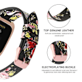 Miniatyrbillede 5 af 5: For Fitbit Versa 2 Læder Midteråbning Urrem IDZ Black Pink Flower