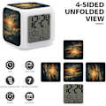 Miniatyrbillede 3 af 8: Led-vækkeur, Ocean After Storm Print Digital Alarm Clock Mood Light Alarm Clock Soveværelse Dekor Ur Versatile Alarm Clock Hvid Hvid