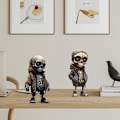 Miniatyrbillede 4 af 6: 4 stk. seje skeletfigurer gotiske kraniefigurer harpikshåndværkspynt, 2023 personlige mini seje skeletindretning kranieinstrumentbræt