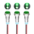 Miniatyrbilde 1 av 4: 3 stk Grønn 12V-24V 6Mm 1/4\" LED Metall Indikatorlys Hode