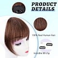 Miniatyrbilde 4 av 5: Clip in Bangs 100% Menneskehår Extensions Franske Bangs Fringe