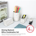 Miniatyrbillede 2 af 8: Bling Crystl Luxury  Dimond Round ncil n Pot Holder & Stpler & Crd Holder & Desktop T Disnser Office Sttionery Kit for Fshion White