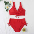 Miniatyrbillede 3 af 5: ASKSA Dame Bikini Sæt Kryds Ryg Badetøj Badetøj Snørebånd Side Strandtøj Badedragt, Rød, L Red L