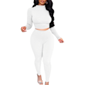 Miniatyrbillede 1 af 4: Kvinde 2-delt outfit sexet crop top joggingbukser træningsdragt leggings bukser