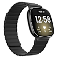 Miniatyrbillede 1 af 5: For Fitbit Versa 3 / Sense Universal Magnetisk Silikonurrem BYJ Black