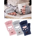 Miniatyrbillede 5 af 5: Vinter Fingerless Handsker med Kattepote Klapdæksel