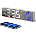 Miniatyrbild 1 av 7: Batteridriven digitalklocka, väckarklocka - Sladdlös stor med stora siffror för seniorer, justerbar volym Hög alarmklocka för tunga sovare Vit