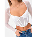 Miniatyrbilde 4 av 5: Kvinners Sweetheart Neck Sheer Mesh Langærmet Bustier