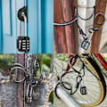 Miniatyrbillede 6 af 6: ® 4-cifret kombinationslås 2,6 tommer lang bøjle udendørs vandtæt hængelås med kraftigt stålkabel til cykel, port, hegn (sort, 1 hængelås)