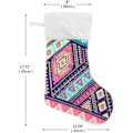 Miniatyrbillede 3 af 7: Jule-Strømpe, Personlige Jule-Strømper Sæt af 2 Aztekisk Print 45,7 cm Jule-Strømper Hængende Ornament Pejs til Trædekoration  1