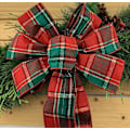 Miniatyrbild 2 av 5: Grön röd rutig julbåge - 10\" bred, 18\" lång förbunden båge, tartan, dörr