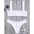 Miniatyrbillede 4 af 5: Bred Stropper Neon Bandeau Bikini Sæt til Kvinder Polstret Højtsnit To Dele