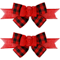 Miniatyrbillede 1 af 5: 2 stk. Sort og rød Buffalo Plaid kablet bånd Håndlavet forhåndslavet Burlap buer