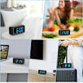 Miniatyrbild 7 av 7: Väckarklocka, sladdansluten/batteridriven, uppgraderad större knapp, 1,2-tums LED-siffervisning, justerbar LED-ljusstyrka, 12H/24H, blå LED-display
