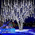Miniatyrbillede 1 af 6: Julelys Udendørs, 24 Rør (svarende til 3 sæt med 8 rør) Meteorskur Lys Snefald Icicle Lys til Juletræ Halloween Hvid