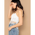 Miniatyrbilde 3 av 4: Kvinners Duskkant Trim Spaghetti Stropp V-Hals Camis Crop Top Vest