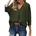 Miniatyrbilde 1 av 5: 2023 Kvinners Sommer 3 4 Bell Erme/Kort Erme V Hals Chiffon Topper Casual