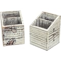 Miniatyrbild 1 av 3: 2-pack rustika träpennhållare, 2 fack träpennhållare för kontor/hem (4x5,5 tum) Rustik Rustik