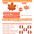 Miniatyrbillede 3 af 6: 5 pak Ahornblad Fall Garland Lyskæder, Efterårsindretning 50 Ft/100 LED Forstørrede Efterårsblade Fall String Lights Vandtæt Batteridrevet orange Rød