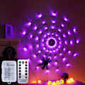 Miniatyrbilde 1 av 6: Gigant edderkoppnettlys LED Halloween svart edderkoppnettlys vanntett lilla nettlys og svart edderkopp for hus hage innendørs og D