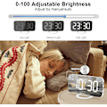 Miniatyrbild 7 av 8: Hög digital väckarklocka för tunga sovare vuxna med sängvibrator, 2 USB-laddare, justerbar LED-lampa, snooze, larm, klocka för sovrum, vit