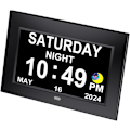 Miniatyrbild 1 av 7: Väckarklocka med dag och datum för äldre 7 tum digital kalenderklocka fotoram - automatiskt dimbar display 15 larmalternativ, klocka med svart