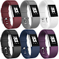 Miniatyrbilde 1 av 5: [6-pakning] Kompatibel med Fitbit Charge 2-rem - Justerbar erstatningsrem med spenne i aluminiumlegering