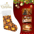 Miniatyrbillede 7 af 7: Jule-Strømpe, Personlige Jule-Strømper 2-pak Halloween Græskar Orange Buffalo Plaid 45,7 cm Jule-Strømper Hængende Ornament Pejs