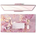 Miniatyrbillede 1 af 5: Stor musematte - Rose Gold Marble PU læder skrivebordsunderlag