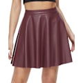 Miniatyrbillede 1 af 5: Læder Skater Skirt. Kvinders Sorte Plisserede Plus Size Mini A-linje Vegan Faux