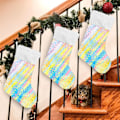 Miniatyrbillede 4 af 7: Jule-Strømpe, Personlige Jule-Strømper 2-pak Rainbow Stripes 45,7 cm Jule-Strømper Hængende Ornament Pejs til Trædekoration