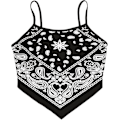 Miniatyrbilde 1 av 4: Kvinners Spaghetti Stropp Asymmetrisk Hem Bandana Cami Crop Top