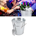 Miniatyrbillede 3 af 9: Isspand til fester - Vinkøler Isterningbeholder med håndtag, Metalspand Drikkekar med låg og isske til camping, fester, sølv