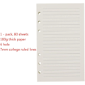 Miniatyrbillede 2 af 5: A6 Binder/Planner Refill Paper - 6-Hul, 80 Ark, Linjeret