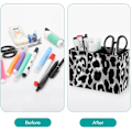 Miniatyrbillede 3 af 7: Blck nd White Leoprd Print PU Leer ncil Holder Cute n Continer Mkeup Storge Box Desk Orgnizer Blck nd White leoprd Print Black and White leopard