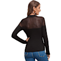 Miniatyrbild 2 av 4: Kvinnors Mock Neck Sheer Mesh Toppar Långärmad Solid Tee Blus