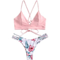 Miniatyrbillede 1 af 4: Dames badedragt Halter Ribbed Polka Dot Tie Dye String badedragt Bikini sæt