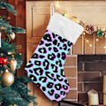 Miniatyrbild 1 av 7: Julklapp, Personliga Julklappsstrumpor 2-pack Regnbåge Leopard Holografisk 45,7 cm Julstrumpor Hängande Ornament Eldstad för B