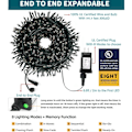 Miniatyrbild 2 av 7: Julgransljus End-to-End Plug 8 lägen 108FT 300 LED IP55 Utomhus Vattentät UL Certifierad Inomhus Fe-ljus Trädgård Bröllop Jul