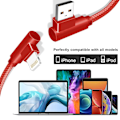 Miniatyrbilde 2 av 5: iPhone-lader, [Apple MFi-sertifisert] 3-pakning 6 fot 90 graders iPhone