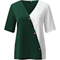 Miniatyrbilde 4 av 5: Kvinners sommer V-hals Chiffon Fashion kollisjon kortskjorte topp