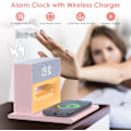 Miniatyrbillede 2 af 7: Til soveværelser, vækkeur Bluetooth-højttaler, vækkeur med trådløs opladning, 4 i 1 touch-senglampe, Bluetooth-vækkeur til tunge pink