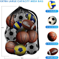 Miniatyrbillede 2 af 5: Ekstra stor sportsboldtaske i mesh, basketballtasker til holdbolde, justerbar