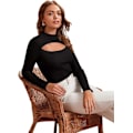 Miniatyrbillede 4 af 5: Dame Leopard Print Cut Out Langærmet Slim Fit T-shirt Toppe