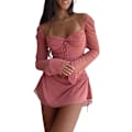 Miniatyrbilde 2 av 3: Halter Cutout Chiffon Mini Kvinner Ruched Cutout Minikjole
